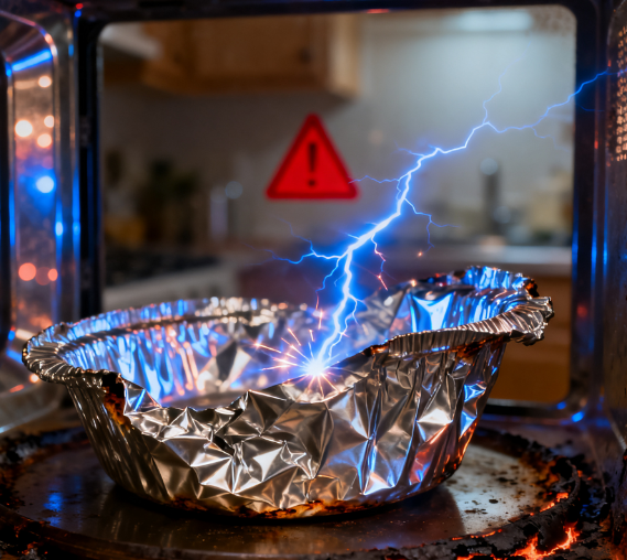 Bolehkah saya meletakkan pinggan mangkuk aluminium foil ke dalam ketuhar gelombang mikro?